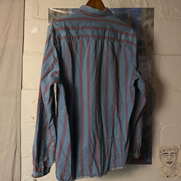 CPO Provisions Orange Stripe Denim Button Down - Picture 3 of 4